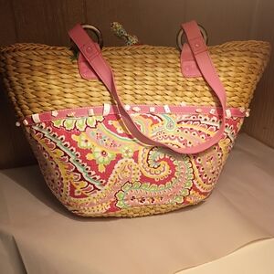 Vera Bradley Pink and Yellow Paisley Tote
